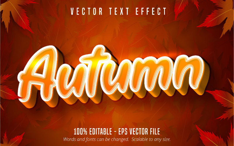 Autunno: effetto testo modificabile, stile testo cartone animato, illustrazione grafica