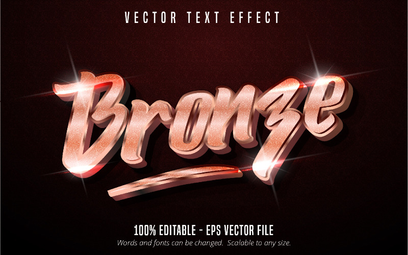 Bronce: efecto de texto editable, bronce brillante y estilo de texto texturizado, ilustración gráfica