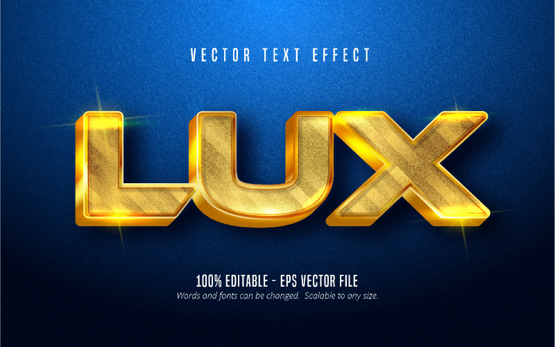 Lux - bewerkbaar teksteffect, metallic gouden tekststijl, grafische illustratie