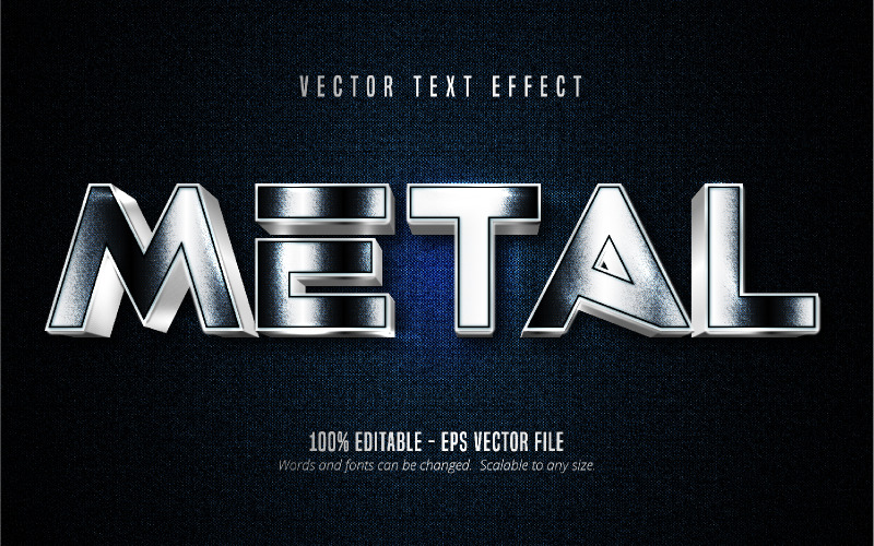 Metal — edytowalny efekt tekstowy, metaliczny srebrny styl tekstu, ilustracja graficzna