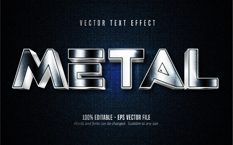Métal - Effet de texte modifiable, Style de texte en argent métallique, Illustration graphique