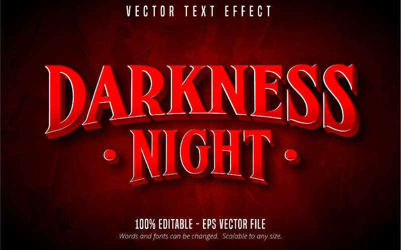 Темна ніч - текстовий ефект для редагування, стиль мультфільму та червоного тексту, графічна ілюстрація