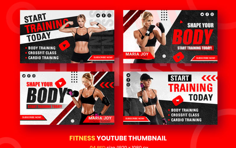 Gym Fitness Youtube Thumbnail Social Media