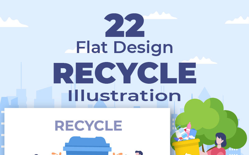 22 Illustrazione del cestino del processo di riciclo