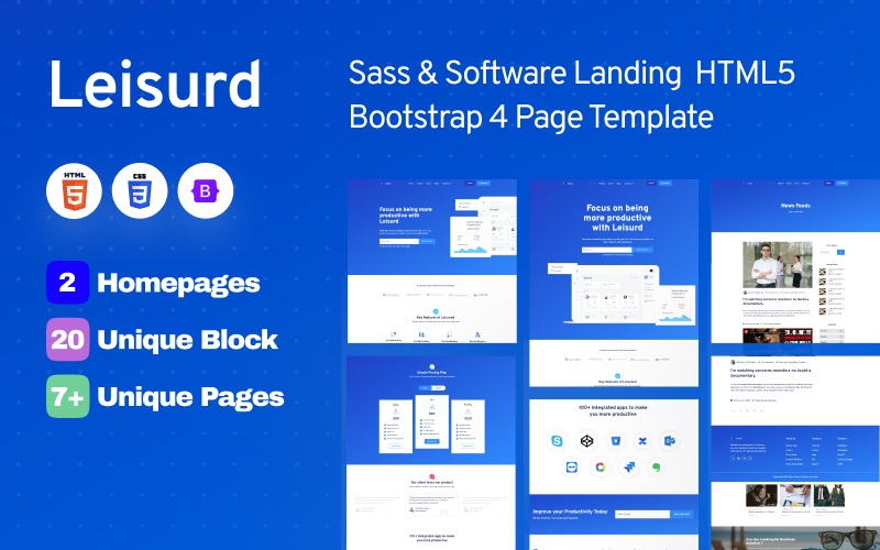 Leisurd - Шаблон веб-сайта Sass & Software HTML5