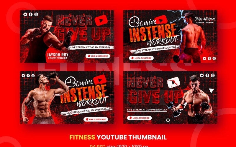 Sport Fitness Youtube Plantilla de miniatura para redes sociales