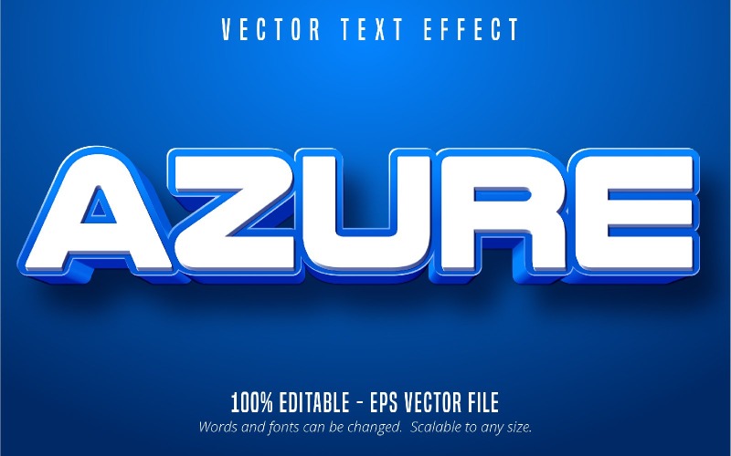 Azure — edytowalny efekt tekstowy, styl tekstu kreskówki, ilustracja graficzna