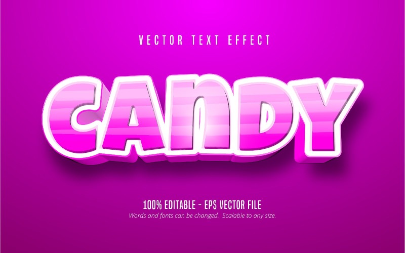 Candy - Düzenlenebilir Metin Efekti, Karikatür ve Komik Metin Stili, Grafik İllüstrasyon
