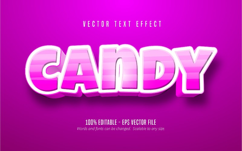 Candy - Effet de texte modifiable, style de texte de dessin animé et de bande dessinée, illustration graphique