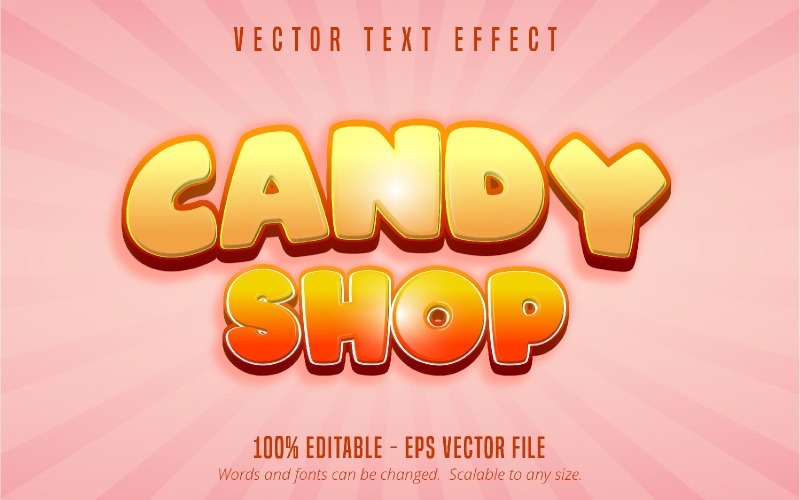 Candy Shop - edytowalny efekt tekstowy, styl tekstu komiksowego i komiksowego, ilustracja graficzna