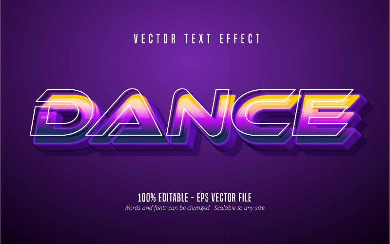Danse - Effet de texte modifiable, style de texte de bande dessinée et de dessin animé, illustration graphique