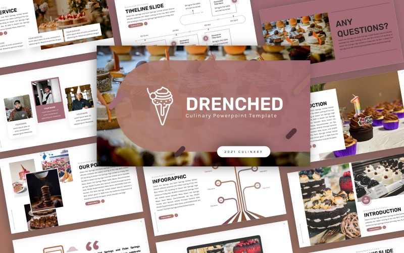 Drenched Culinary Многоцелевой шаблон PowerPoint