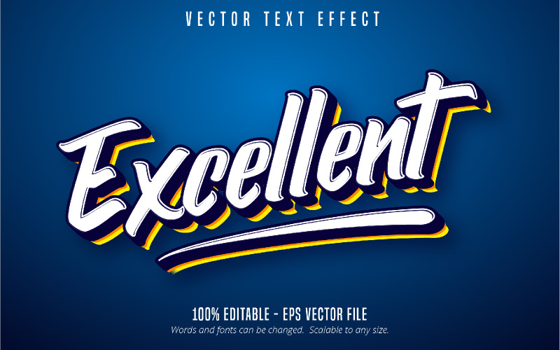Excellent - Effet de texte modifiable, style de texte de dessin animé, illustration graphique