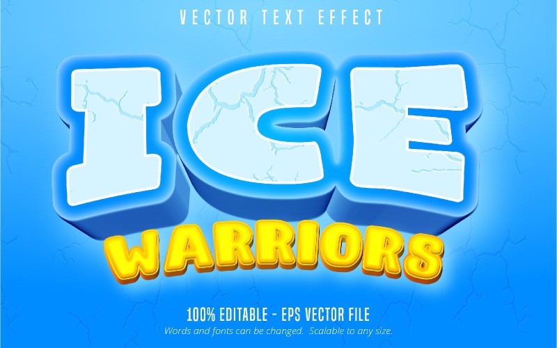 Ice Warriors - Effet de texte modifiable, style de texte de dessin animé et de jeu mobile, illustration graphique