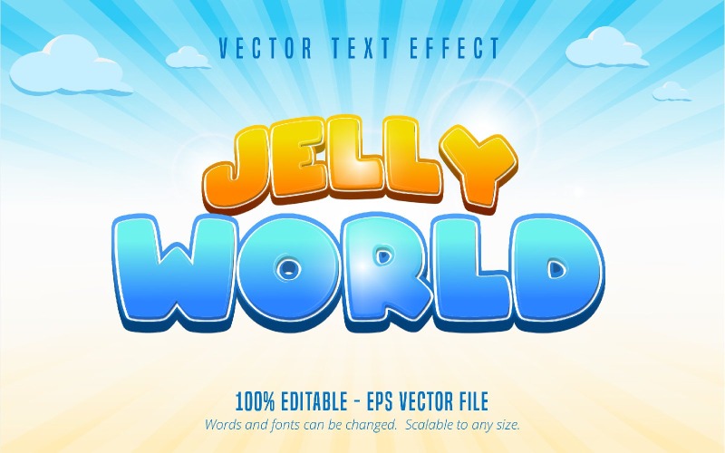 Jelly World - редактируемый текстовый эффект, стиль текста мультфильмов и мобильных игр, графическая иллюстрация
