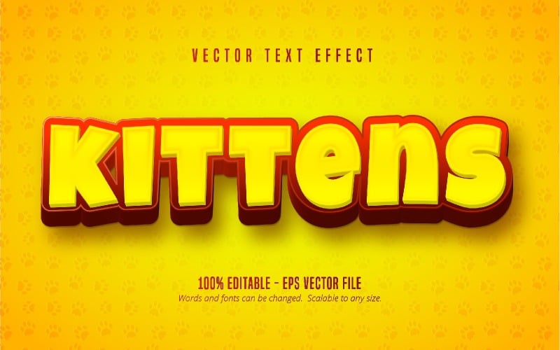 Kattungar - redigerbar texteffekt, tecknad och komisk textstil, grafikillustration