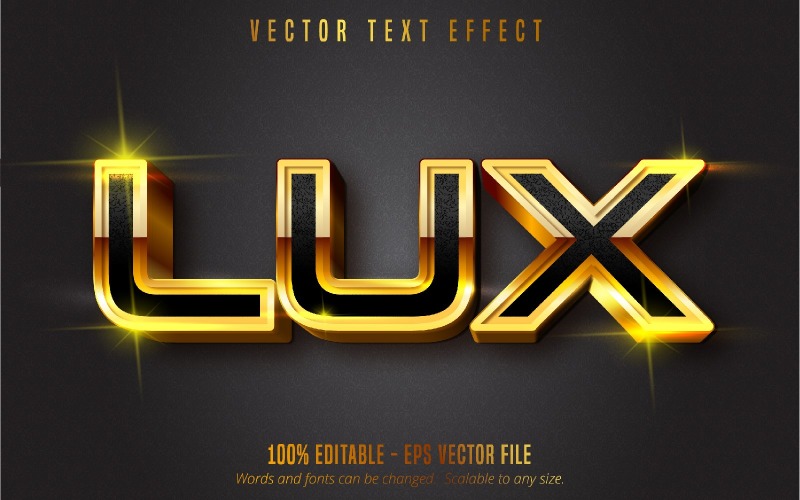 Lux — edytowalny efekt tekstowy, błyszczący złoty styl tekstu, ilustracja graficzna