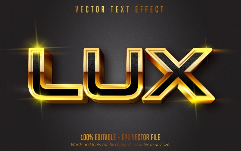 Lux - редактируемый текстовый эффект, стиль блестящего золотого текста, графическая иллюстрация