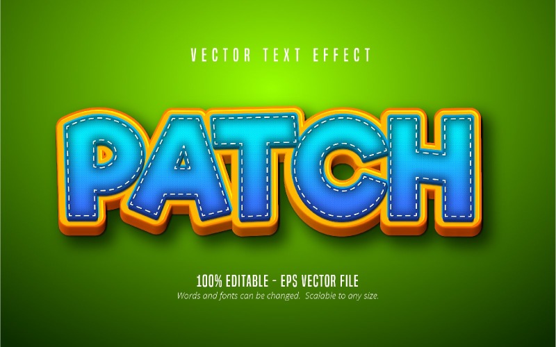 Patch: effetto testo modificabile, stile testo cartone animato, illustrazione grafica