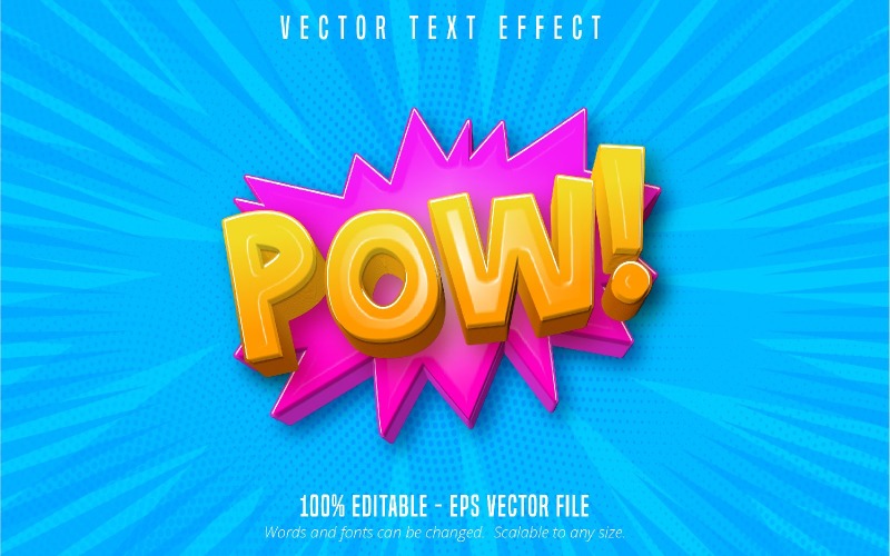 Pow - redigerbar texteffekt, tecknad och komisk textstil, grafikillustration