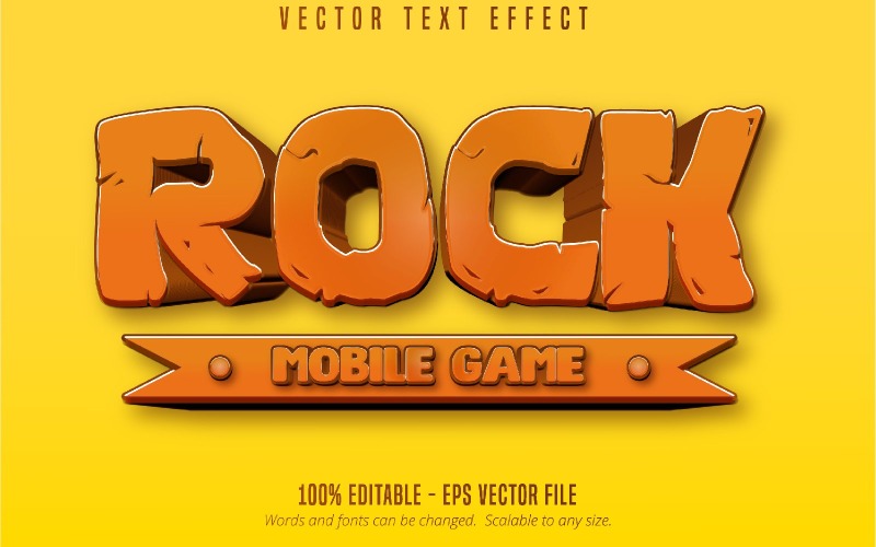 Rock - efeito de texto editável, estilo de desenho animado e quadrinhos, ilustração gráfica