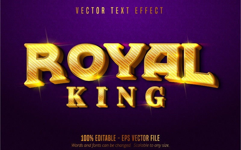 Royal King - Düzenlenebilir Metin Efekti, Parlak Metalik Altın Metin Stili, Grafik İllüstrasyon