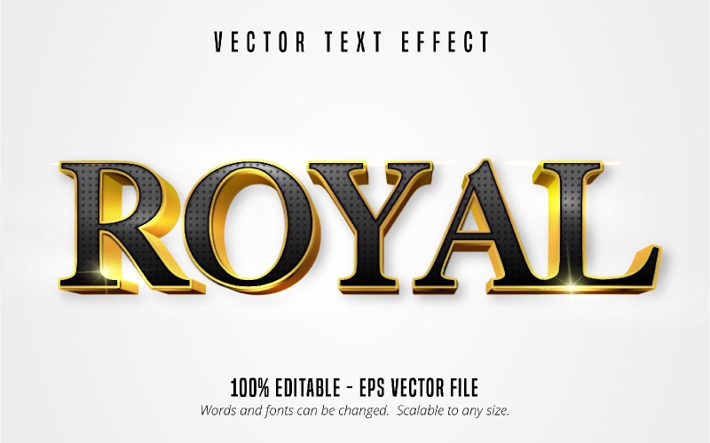 Royal - redigerbar texteffekt, glänsande gyllene textstil, grafikillustration
