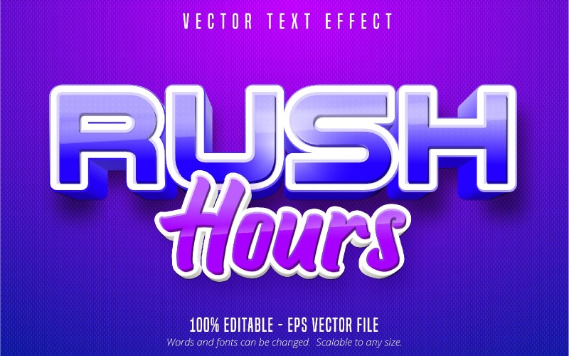 Rush Hours - redigerbar texteffekt, tecknad textstil, grafikillustration