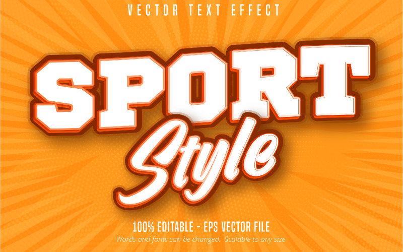Sportstílus – szerkeszthető szövegeffektus, rajzfilm szövegstílus, grafikus illusztráció
