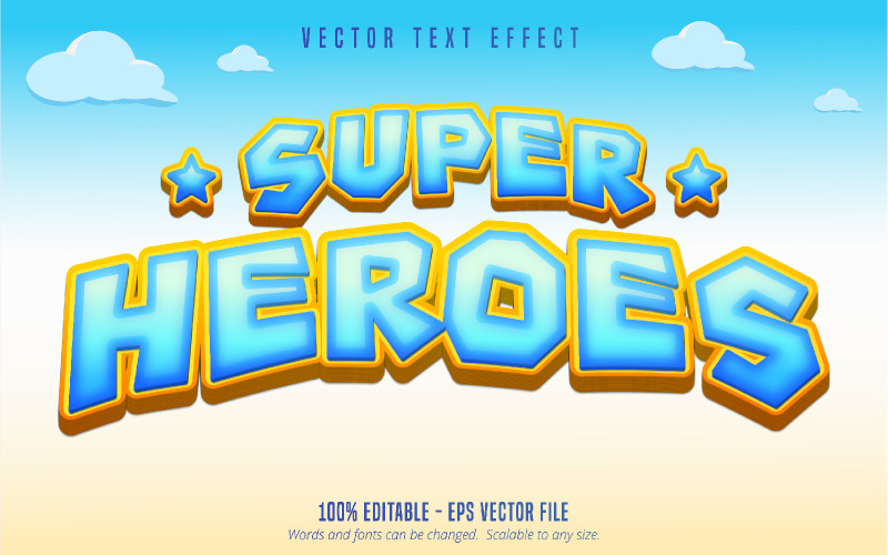 Super Heroes - edytowalny efekt tekstowy, styl komiksowy i kreskówkowy, ilustracja graficzna
