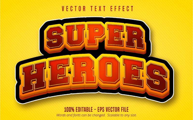 Supereroi - Effetto testo modificabile, stile di testo fumetto e fumetto, illustrazione grafica