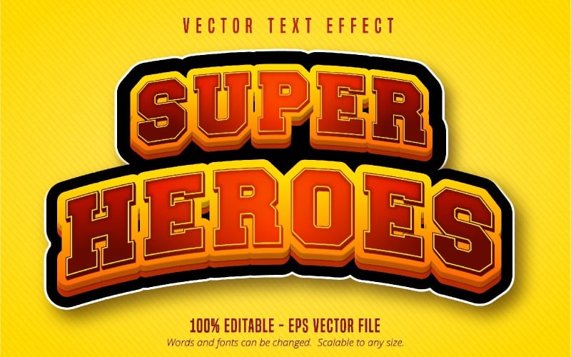Superhelden - bearbeitbarer Texteffekt, Cartoon- und Comic-Textstil, grafische Illustration