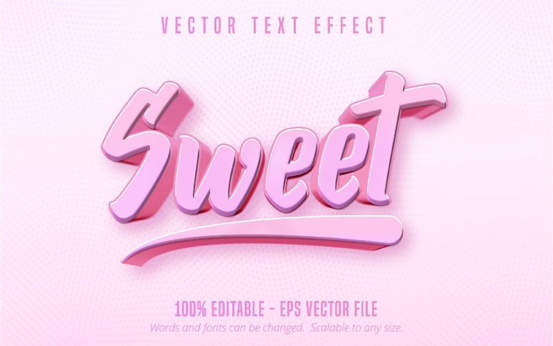 Sweet - upravitelný textový efekt, kreslený a růžový styl textu, grafické ilustrace