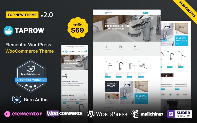 Taprow – Vízvezeték, fürdőszoba és szaniter WooCommerce téma