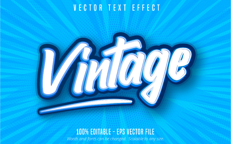 Vintage: efecto de texto editable, estilo de texto de dibujos animados, ilustración gráfica