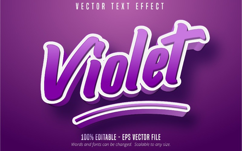 Violet - redigerbar texteffekt, komisk och tecknad textstil, grafikillustration