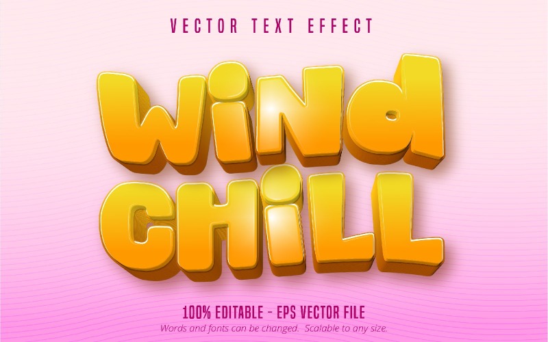 Wind Chill - Efecto de texto editable, dibujos animados y estilo de texto cómico, ilustración gráfica