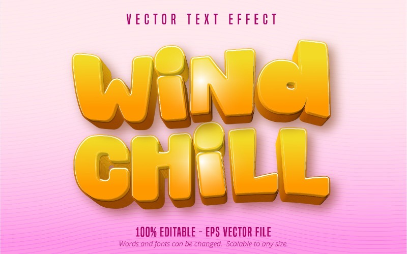 Wind Chill - redigerbar texteffekt, tecknad och komisk textstil, grafikillustration