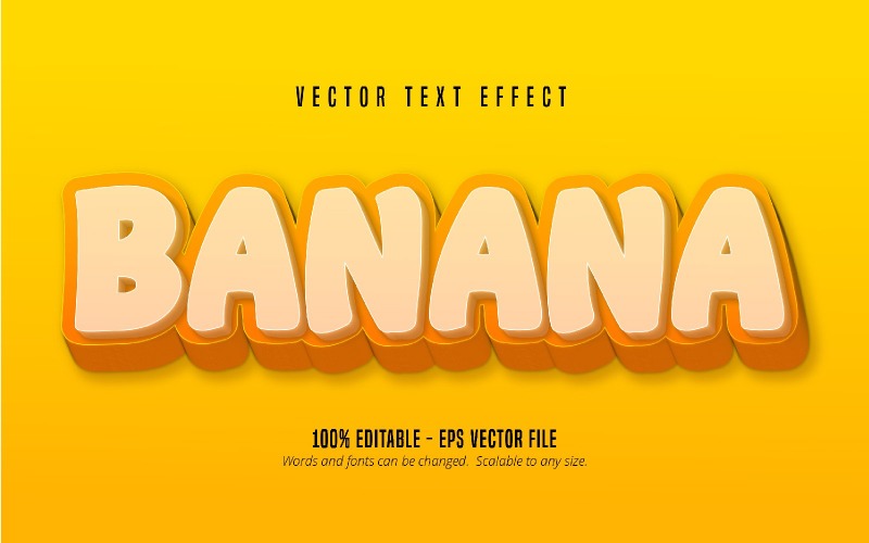 Banán - Szerkeszthető szövegeffektus, rajzfilm és képregény szövegstílus, grafikus illusztráció