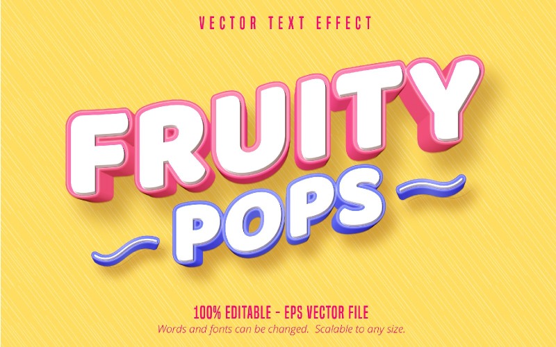 Fruktig pop - redigerbar texteffekt, tecknad och komisk textstil, grafikillustration