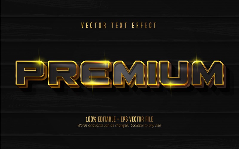 Premium: efecto de texto editable, estilo de texto dorado brillante, ilustración gráfica