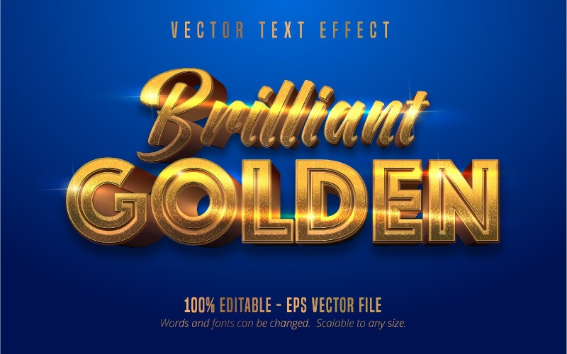Brilliant Golden - Editierbarer Texteffekt, glänzender goldener Textstil, grafische Illustration