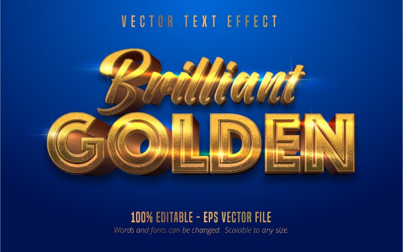 Brilliant Golden - redigerbar texteffekt, glänsande gyllene textstil, grafikillustration