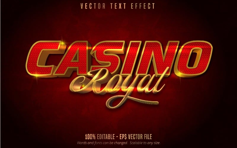 Casino Royal - Эффект редактируемого текста, стиль блестящего золотого текста, графическая иллюстрация