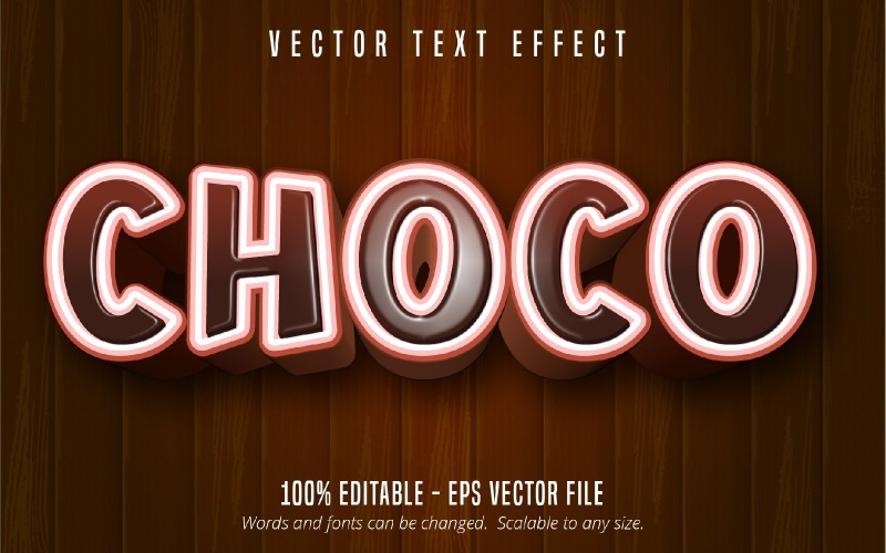 Choco - редактируемый текстовый эффект, стиль мультяшного и комического текста, графическая иллюстрация