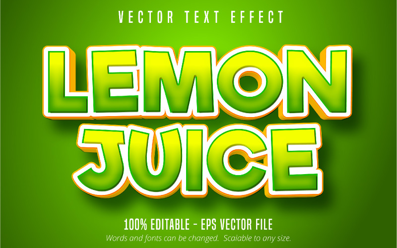 Citronsaft - redigerbar texteffekt, komisk och tecknad textstil, grafikillustration