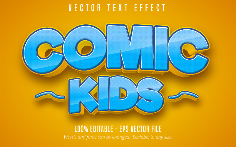 Comic Kids - efeito de texto editável, estilo de desenho animado e de quadrinhos, ilustração gráfica