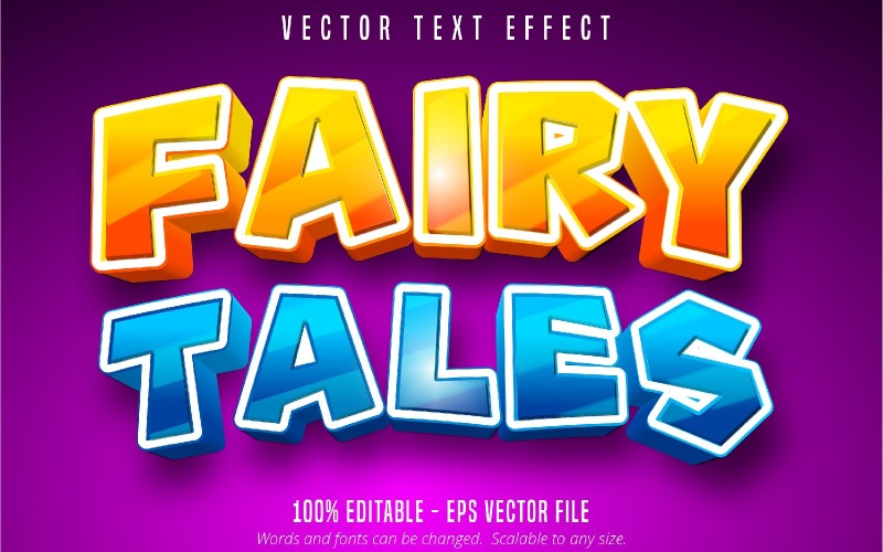 Contes de fées - Effet de texte modifiable, Style de texte de bande dessinée et de dessin animé, Illustration graphique