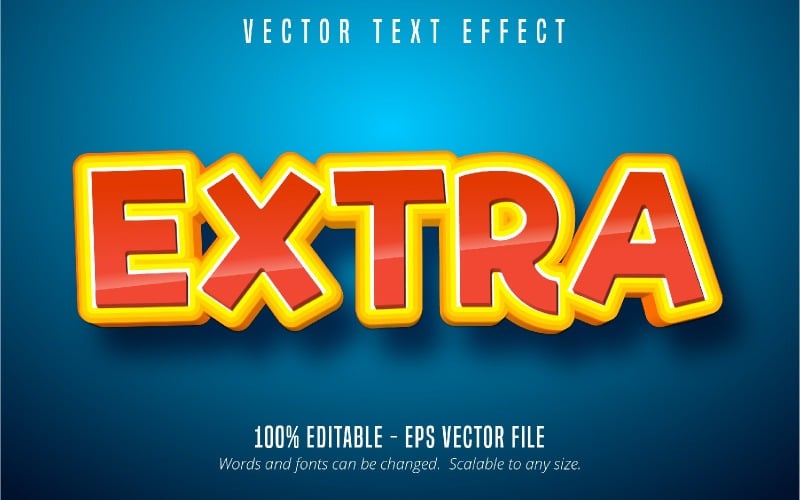 Extra - efeito de texto editável, estilo de texto em quadrinhos e desenho animado, ilustração gráfica