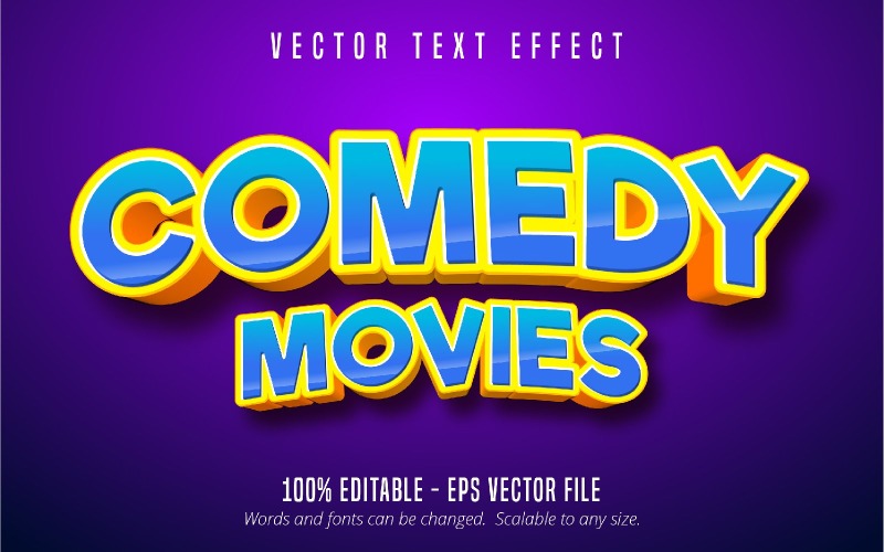 Film commedia: effetto testo modificabile, stile testo fumetto e cartone animato, illustrazione grafica